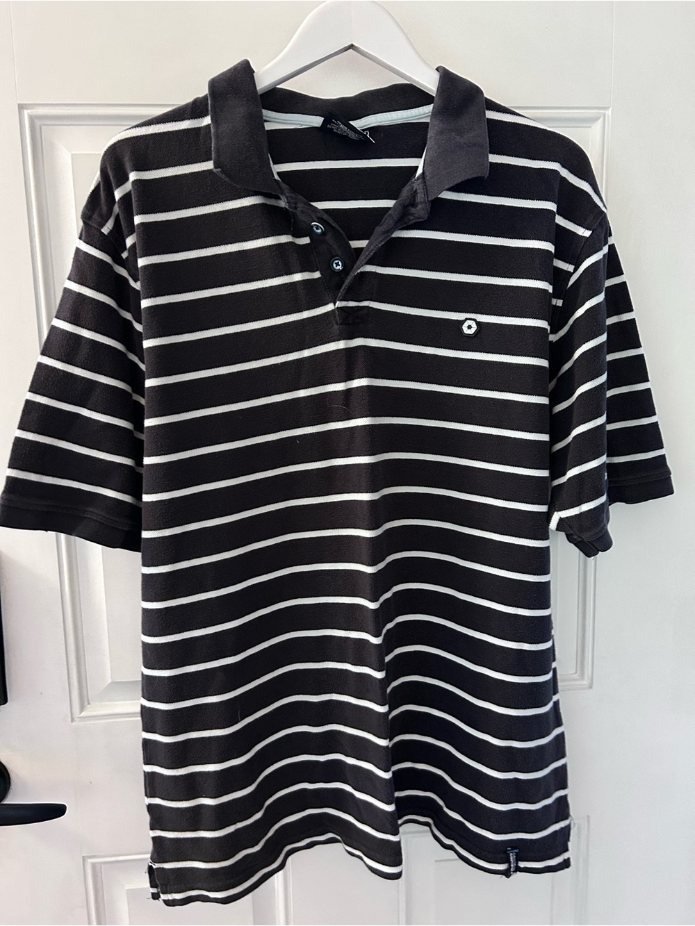 South Pole Black and White Striped Polo